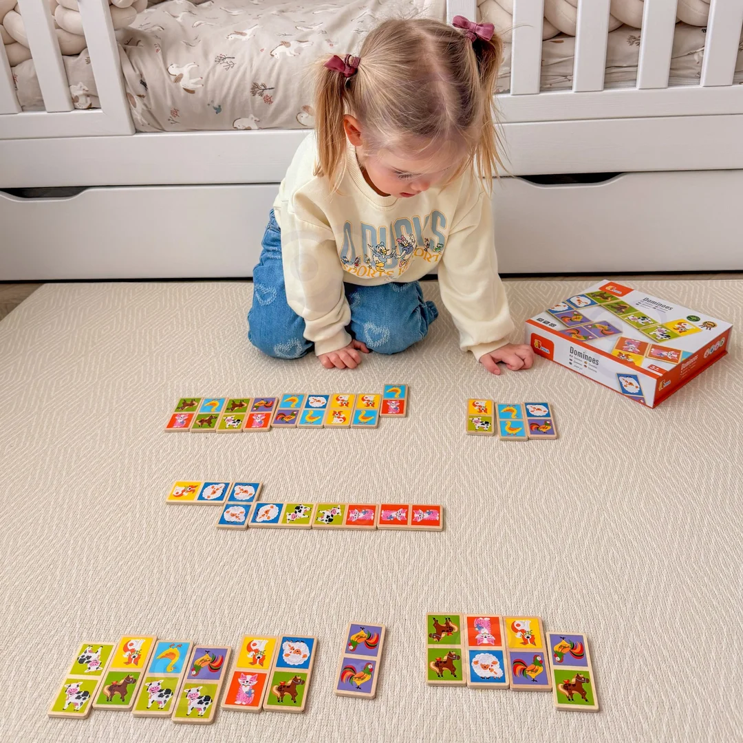 VIGA Edukacyjne Klocki Domino Drewniane gra elementów Montessori