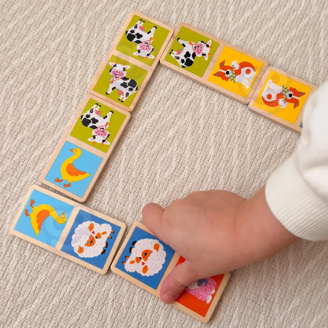 VIGA Edukacyjne Klocki Domino Drewniane gra elementów Montessori