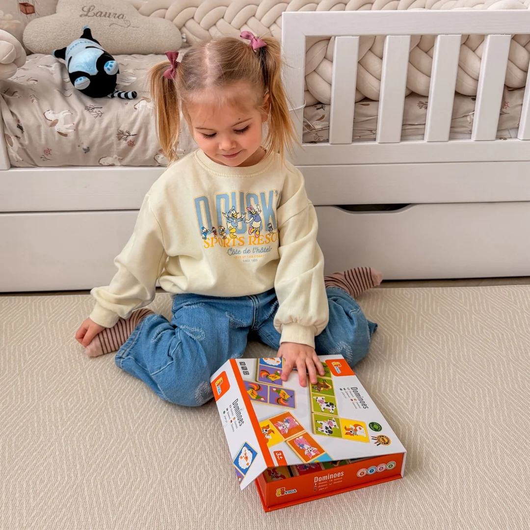 VIGA Edukacyjne Klocki Domino Drewniane gra elementów Montessori