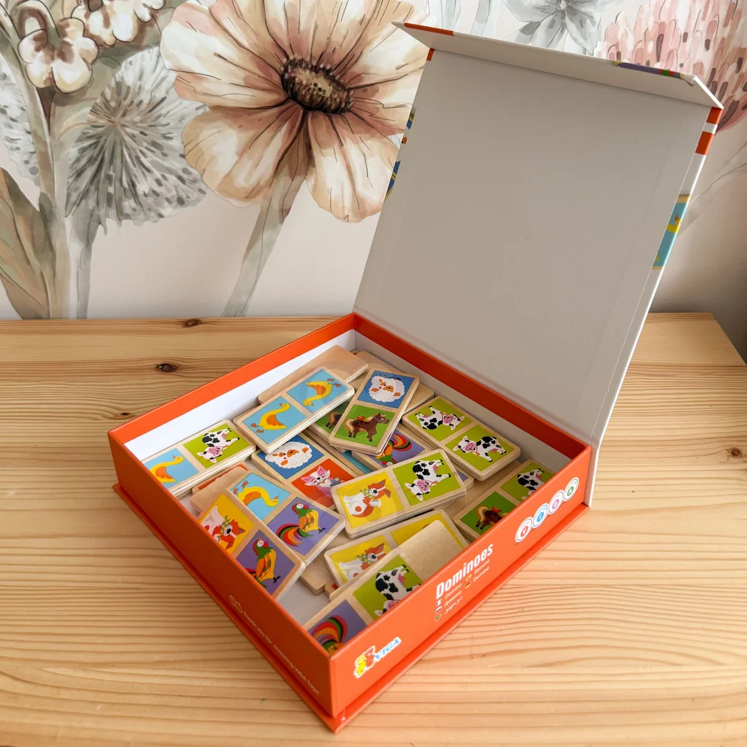 VIGA Edukacyjne Klocki Domino Drewniane gra elementów Montessori