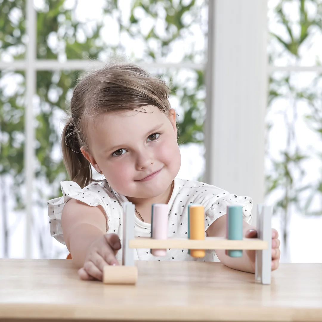 VIGA PolarB Drewniana Ławeczka Przebijanka Wbijanka z Młotkiem Montessori