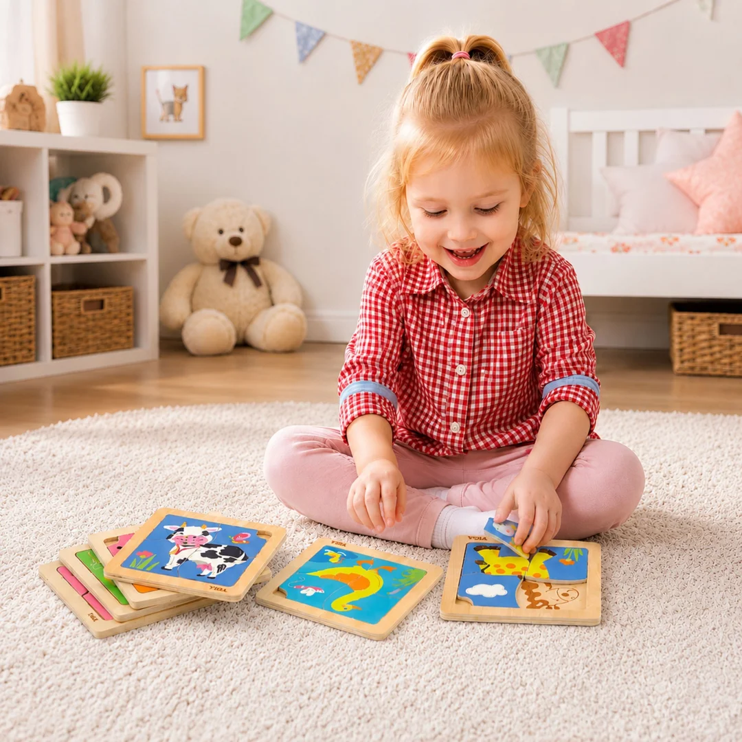 VIGA Puzzle Układanki Drewniane Plansz Puzzle w Stojaku