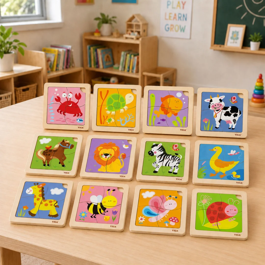 VIGA Puzzle Układanki Drewniane Plansz Puzzle w Stojaku