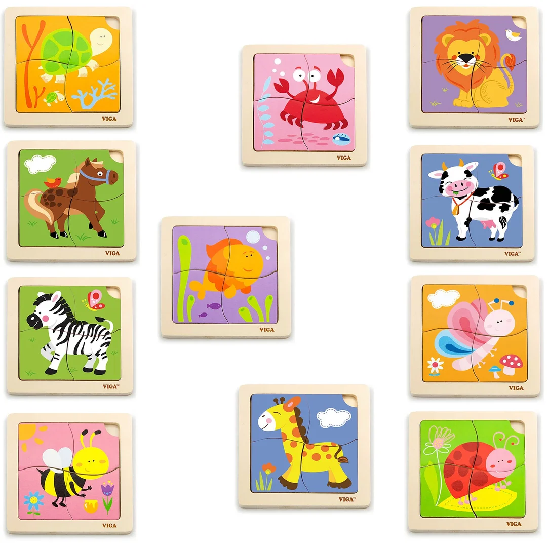 VIGA Puzzle Układanki Drewniane Plansz Puzzle w Stojaku