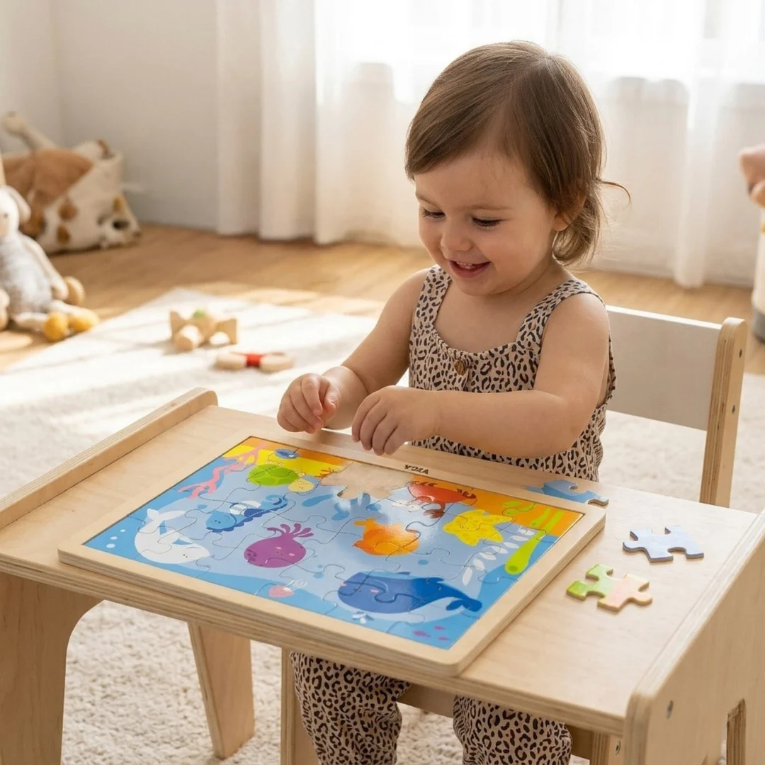 Viga Zestaw Puzzle drewniane układanek na stojaku