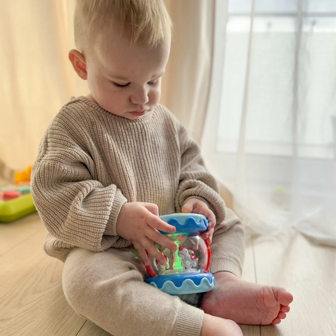 WOOPIE BABY Bębenek Pozytywka Projektor Zabawka Muzyczna dla Niemowląt Walec Roller do Nauki Raczkowania