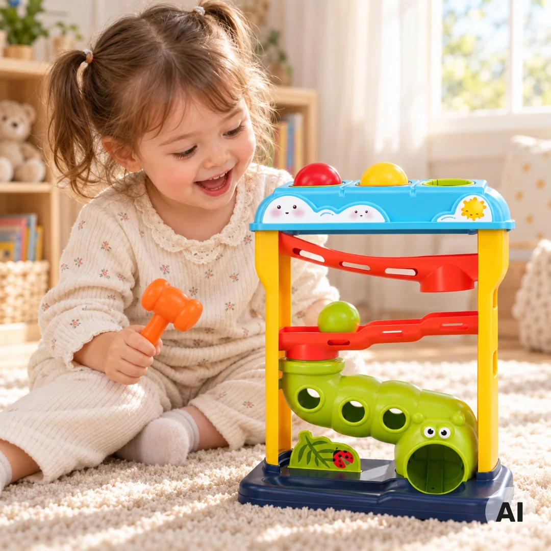 WOOPIE BABY Edukacyjny Tor Kulkowy Wbijanka z Młotkiem Przebijanka Pop Up