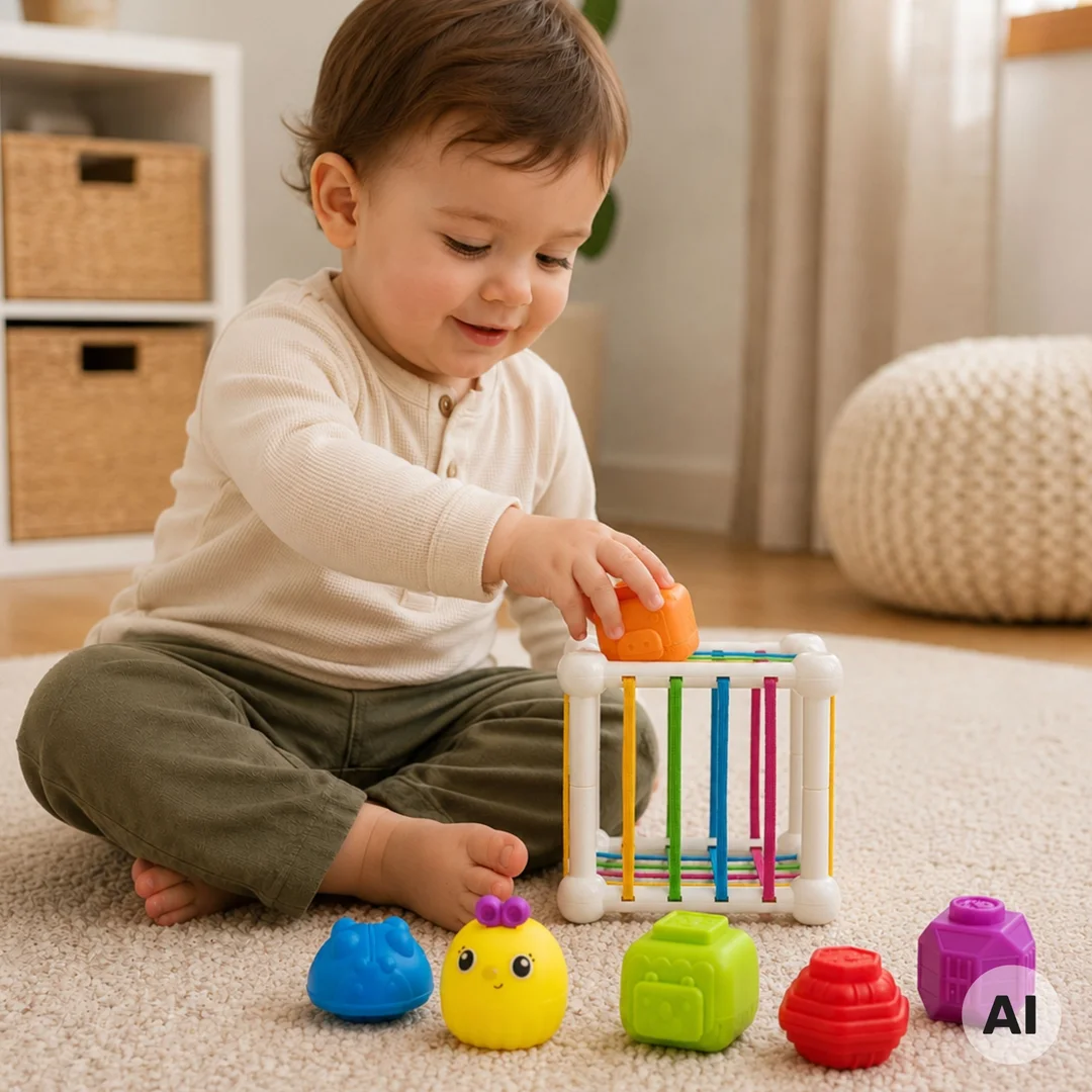 WOOPIE BABY Elastyczna Kostka Sensoryczna Sorter dla Dzieci Zwierzątka Grzechotka
