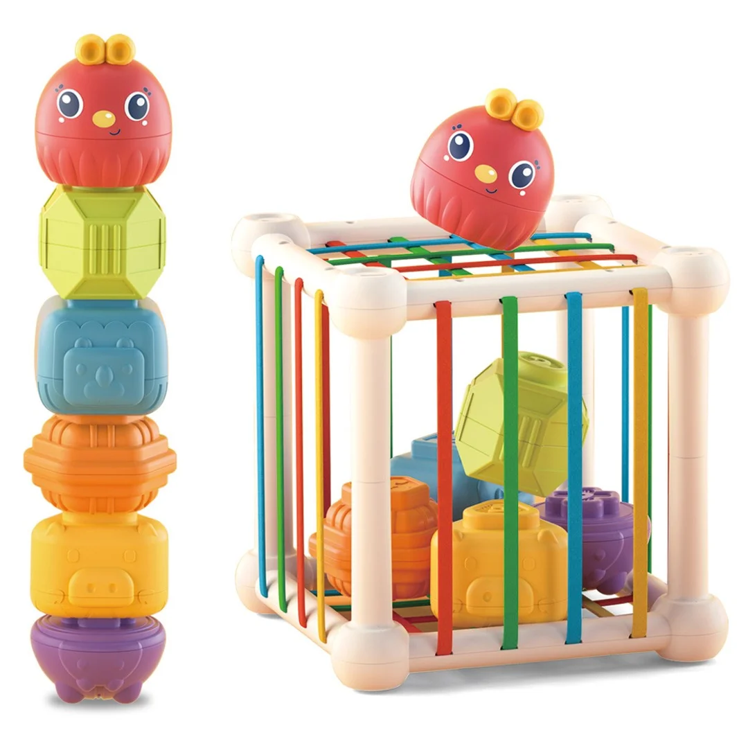 WOOPIE BABY Elastyczna Kostka Sensoryczna Sorter dla Dzieci Zwierzątka Grzechotka