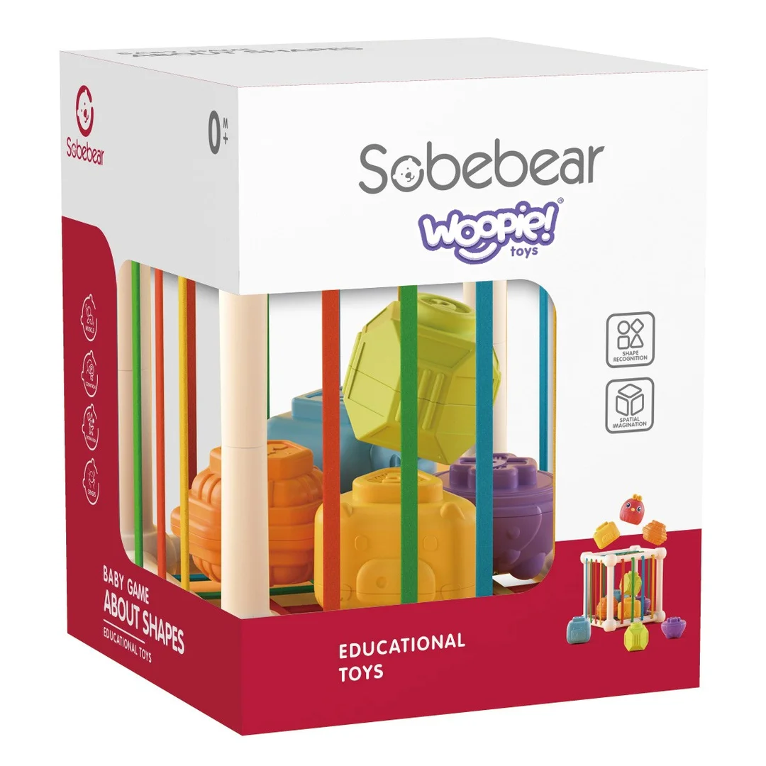 WOOPIE BABY Elastyczna Kostka Sensoryczna Sorter dla Dzieci Zwierzątka Grzechotka