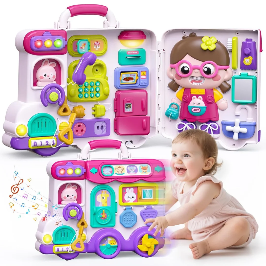 WOOPIE BABY Interaktywna Tablica Manipulacyjna Dziewczynka Busy Car Dźwięk Światło