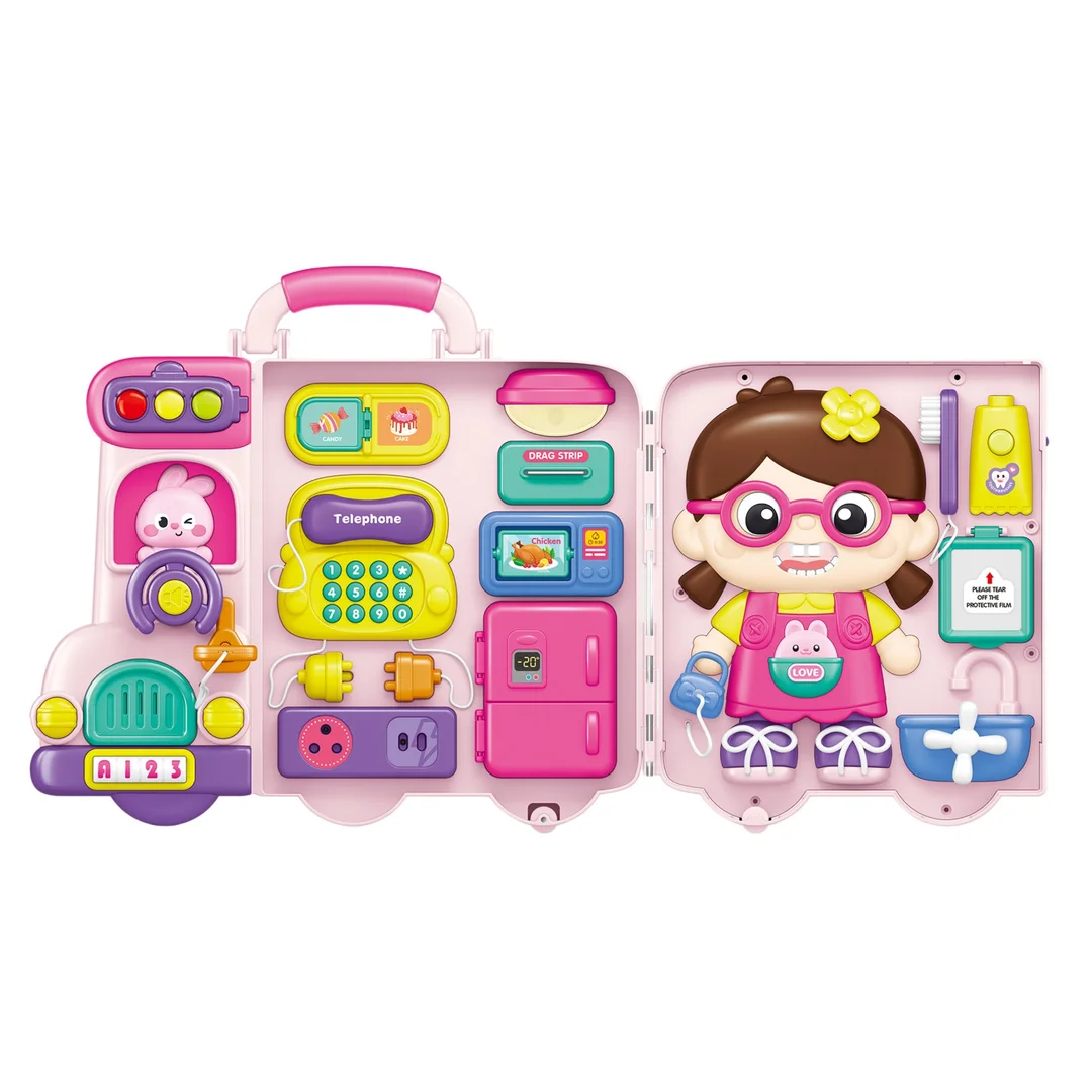 WOOPIE BABY Interaktywna Tablica Manipulacyjna Dziewczynka Busy Car Dźwięk Światło