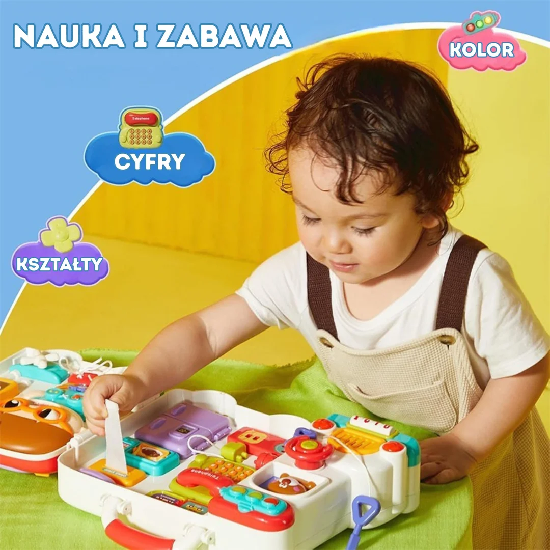 WOOPIE BABY Interaktywna Tablica Manipulacyjna Chłopiec Busy Walizka Sensoryczna