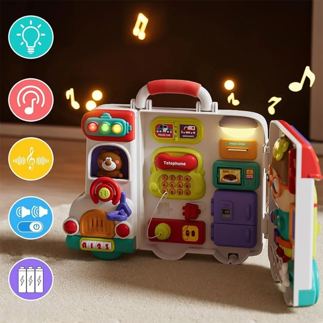 WOOPIE BABY Interaktywna Tablica Manipulacyjna Chłopiec Busy Walizka Sensoryczna