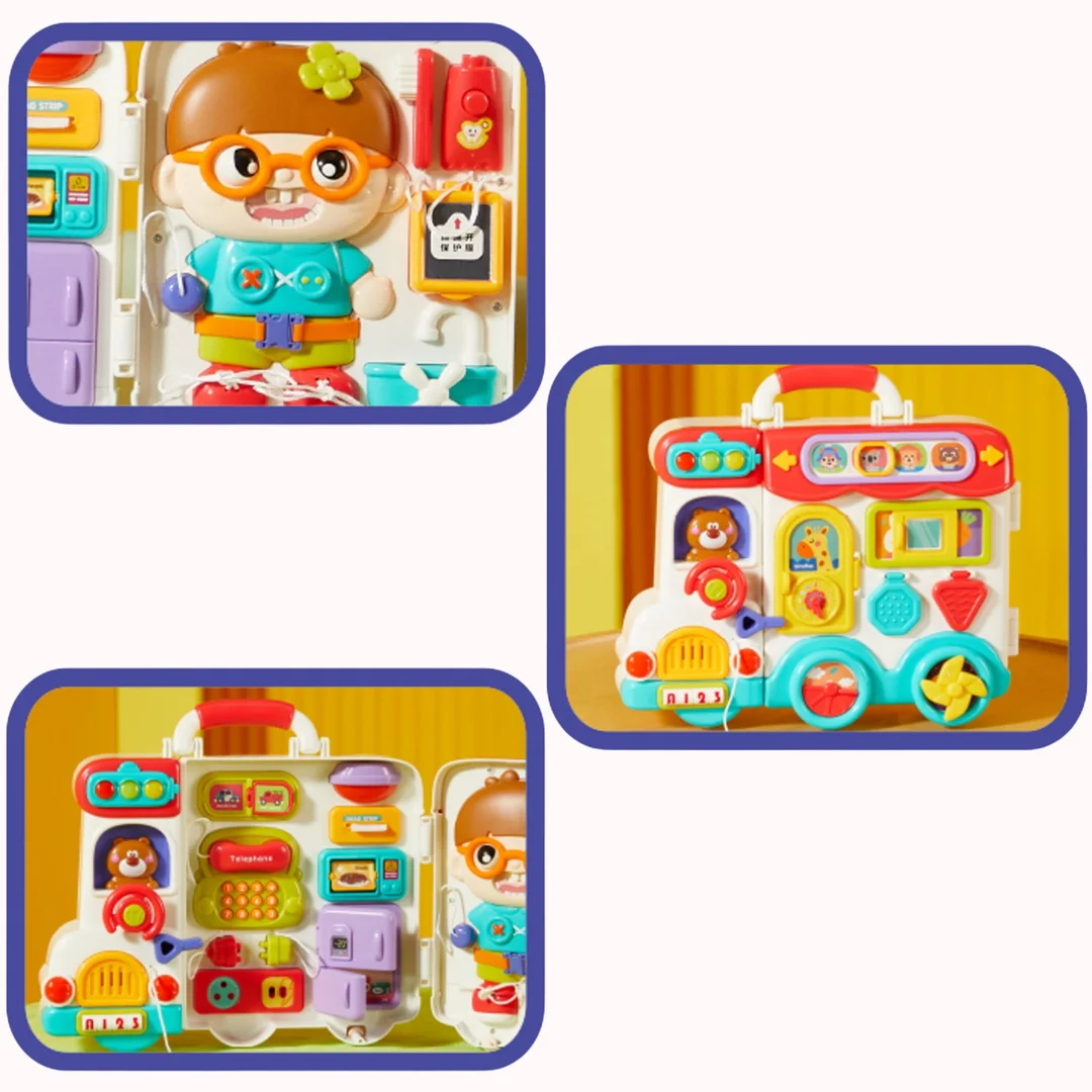 WOOPIE BABY Interaktywna Tablica Manipulacyjna Chłopiec Busy Walizka Sensoryczna