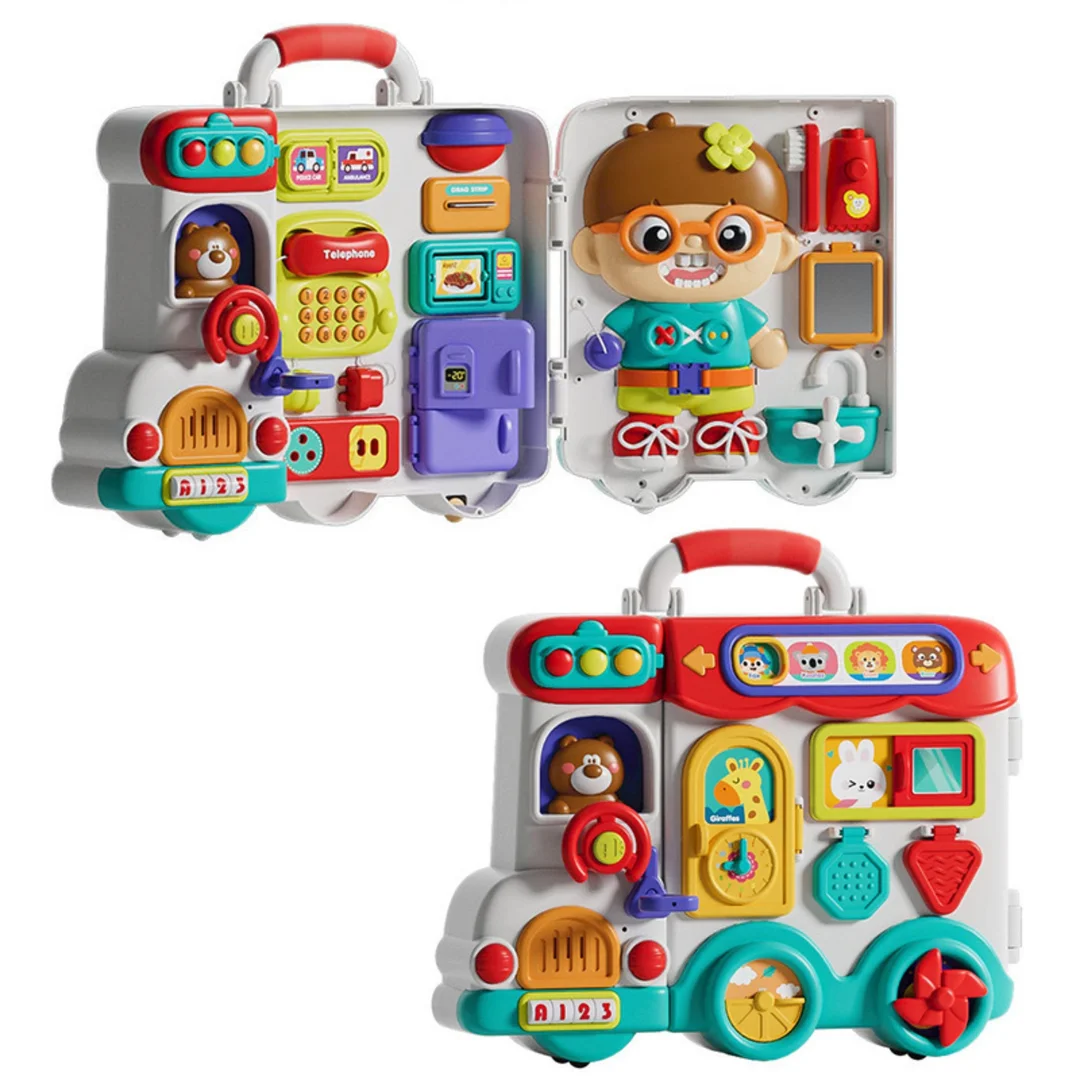 WOOPIE BABY Interaktywna Tablica Manipulacyjna Chłopiec Busy Walizka Sensoryczna