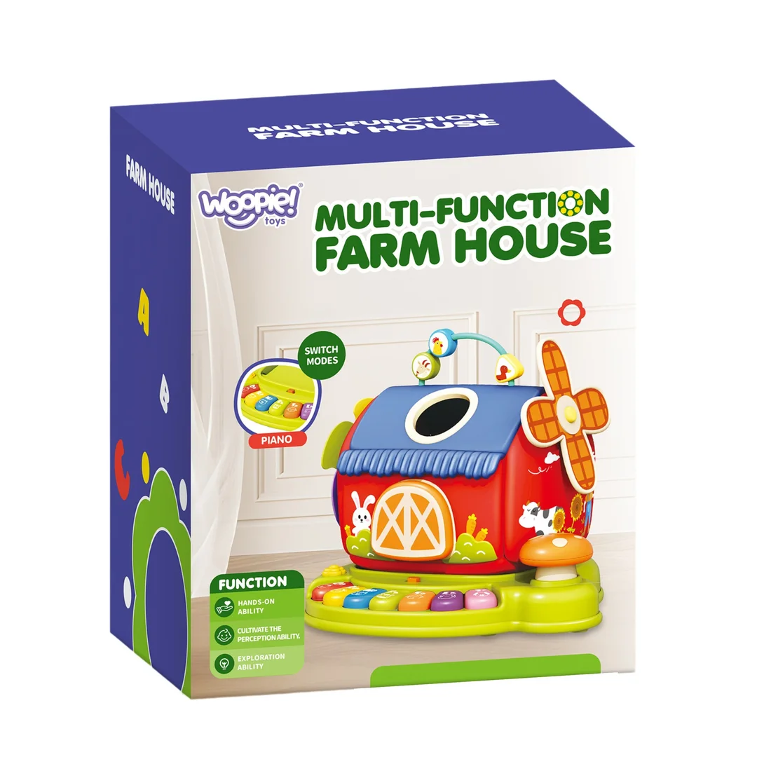 WOOPIE BABY Interaktywny Domek Farma Sorter Pianinko Pluszaków Edukacyjny