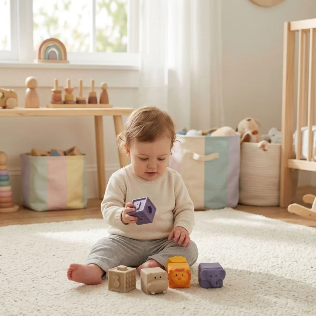 WOOPIE BABY Klocki Sensoryczne Układanka do Ściskania Dźwięk Nauka