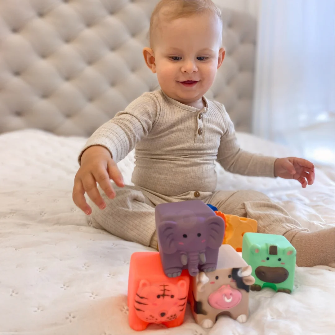 WOOPIE BABY Klocki Sensoryczne Zwierzątka Układanka do Ściskania
