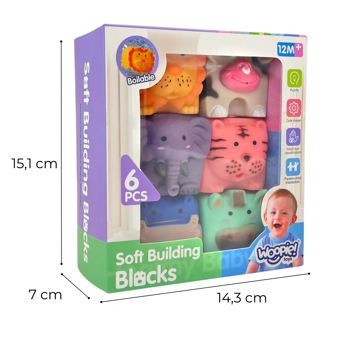 WOOPIE BABY Klocki Sensoryczne Zwierzątka Układanka do Ściskania