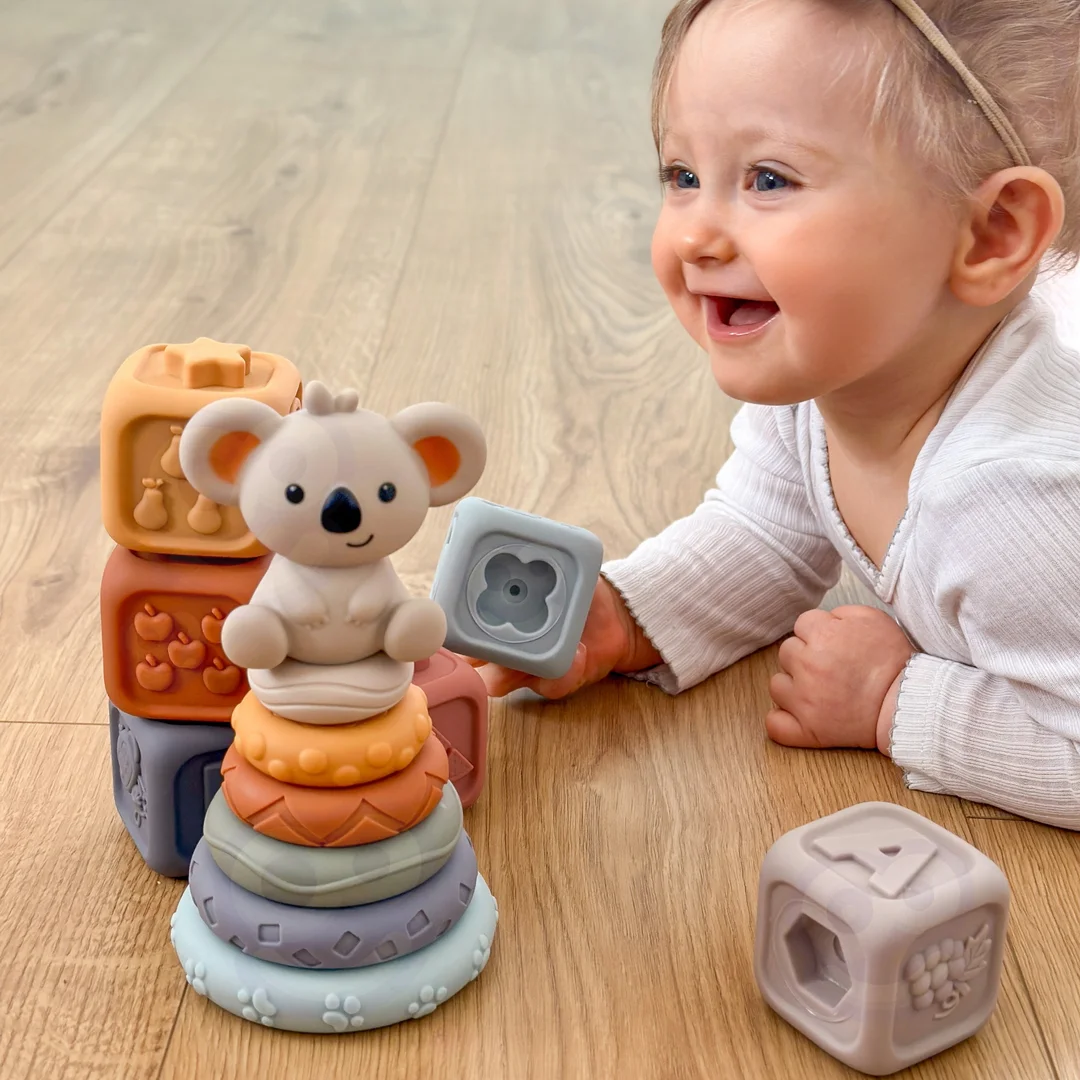 WOOPIE BABY Miękkie Gumowe Klocki Sensoryczne Miś
