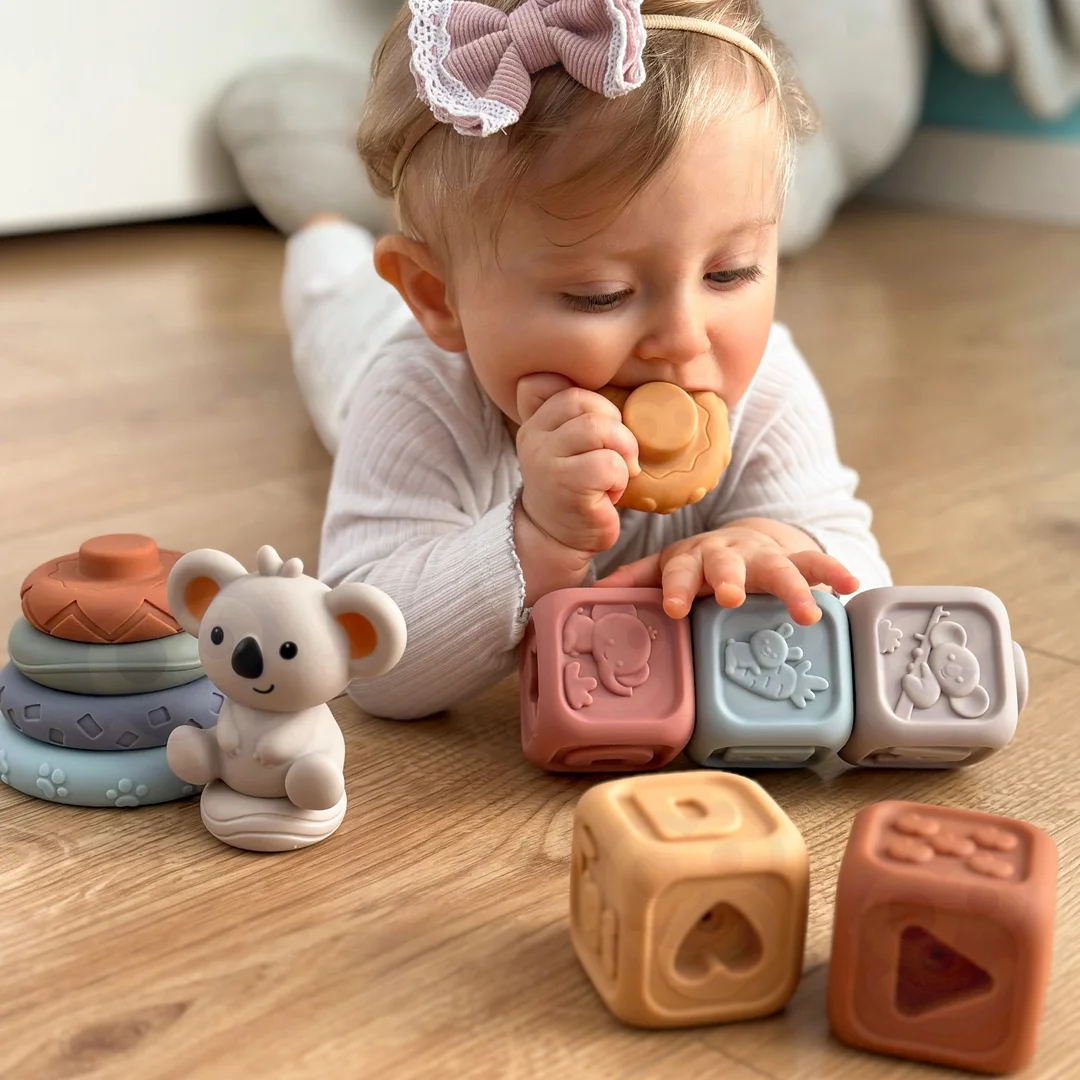 WOOPIE BABY Miękkie Gumowe Klocki Sensoryczne Miś