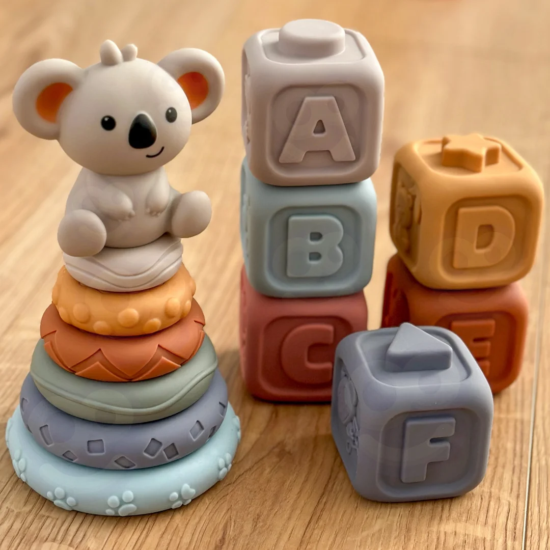 WOOPIE BABY Miękkie Gumowe Klocki Sensoryczne Miś