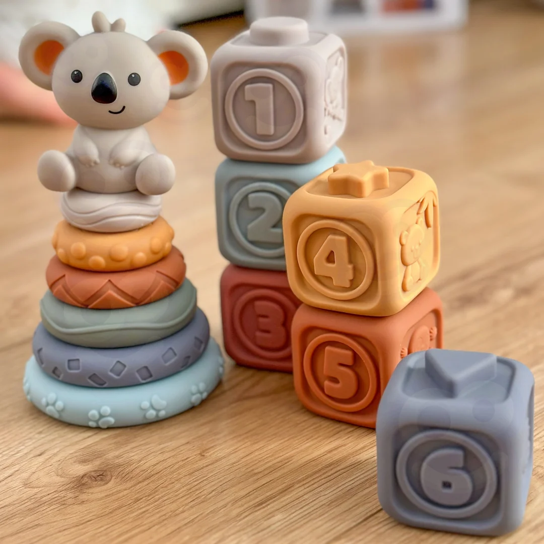WOOPIE BABY Miękkie Gumowe Klocki Sensoryczne Miś