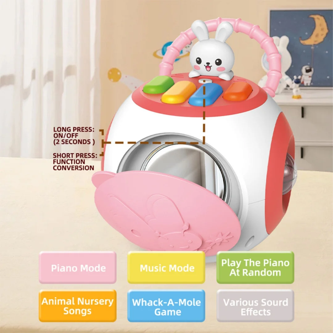 WOOPIE BABY Pianinko Króliczek Edukacyjny Dla Dzieci Różowy
