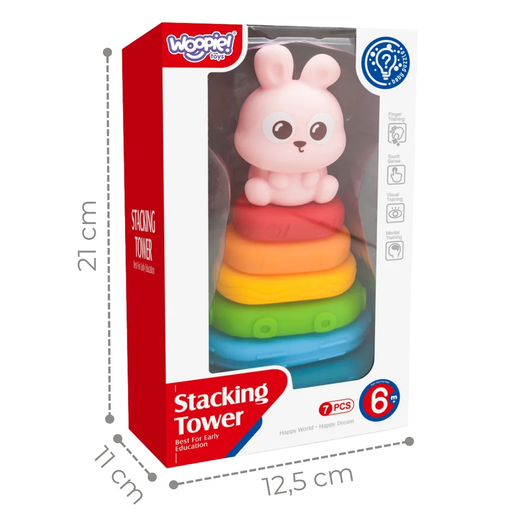 WOOPIE BABY Piramidka Sensoryczna Wieża Sorter Króliczek