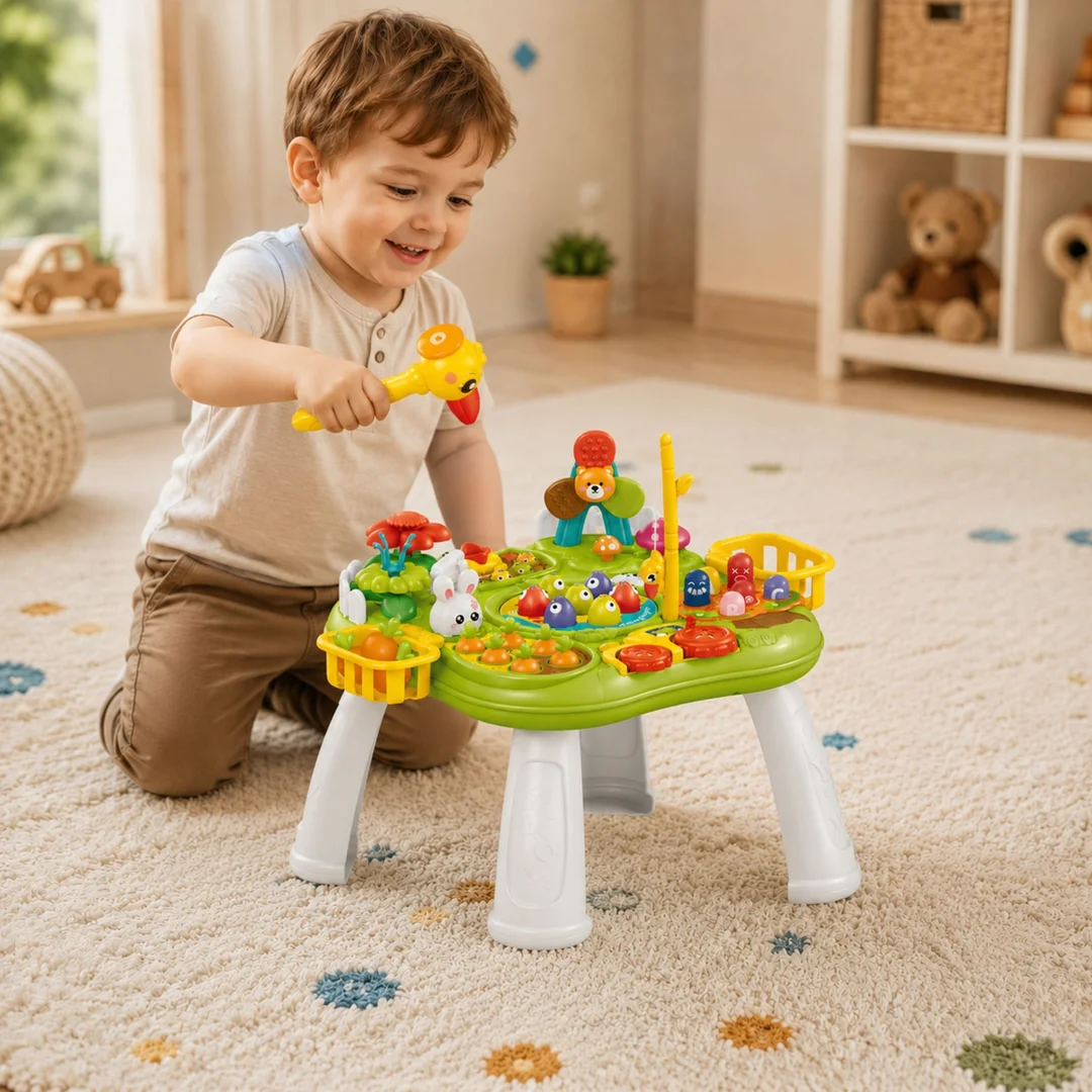 WOOPIE BABY Stolik Edukacyjny Interaktywny Gra Łowienie Rybek Młotek Sorter Dźwięk Światło