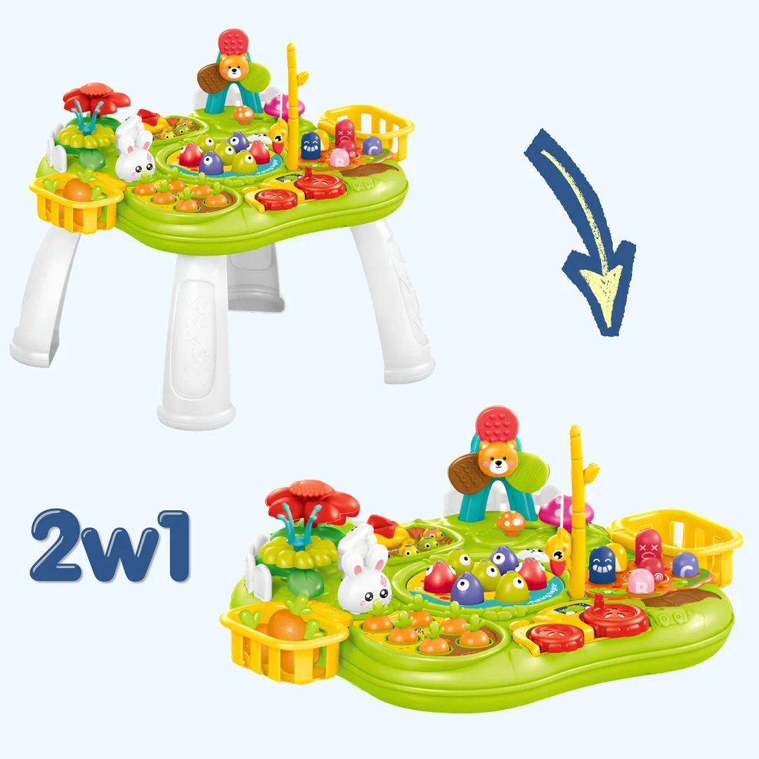 WOOPIE BABY Stolik Edukacyjny Interaktywny Gra Łowienie Rybek Młotek Sorter Dźwięk Światło