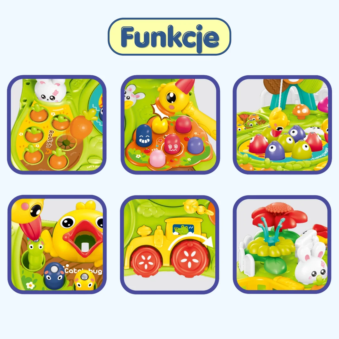 WOOPIE BABY Stolik Edukacyjny Interaktywny Gra Łowienie Rybek Młotek Sorter Dźwięk Światło