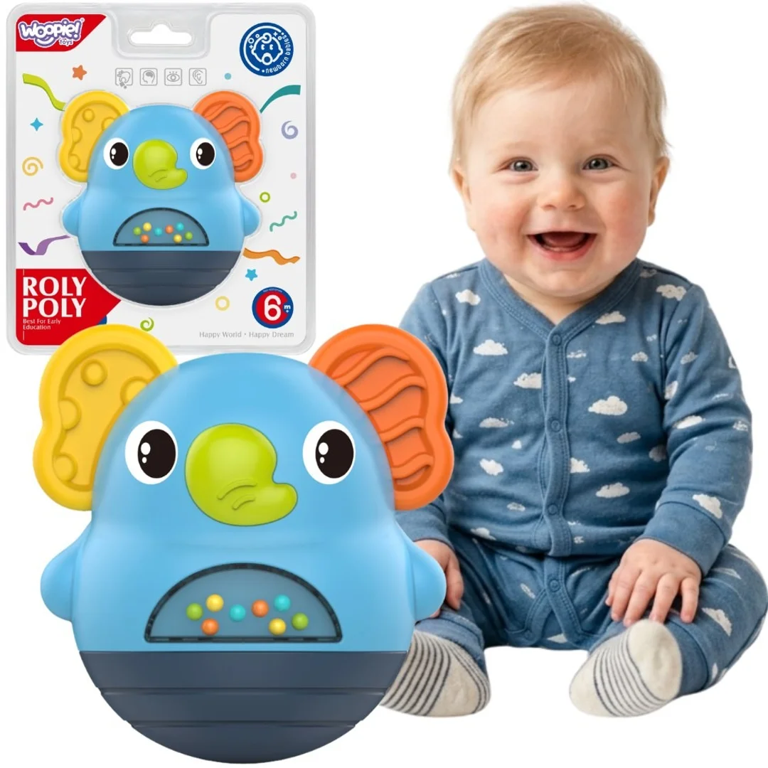 WOOPIE BABY Wańka Wstańka Słonik Grzechotka Sensoryczna Interaktywna