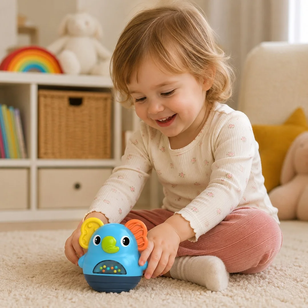 WOOPIE BABY Wańka Wstańka Słonik Grzechotka Sensoryczna Interaktywna