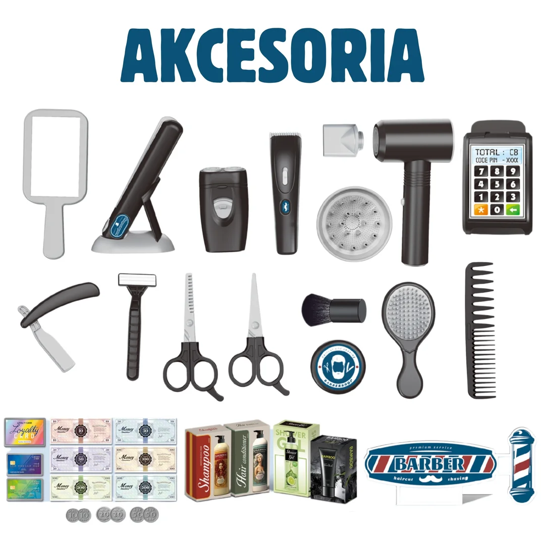 WOOPIE Barber Zestaw Fryzjerski dla Dzieci Salon Stylizacji