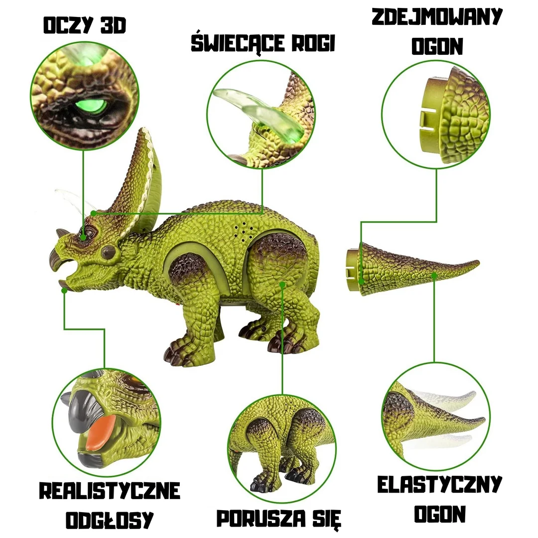 WOOPIE Dinozaur Zdalnie Sterowany Robot Triceratops