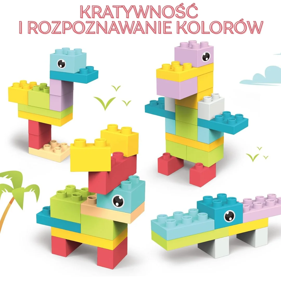 WOOPIE Miękkie Klocki Konstrukcyjne Pastelowe Zwierzątka