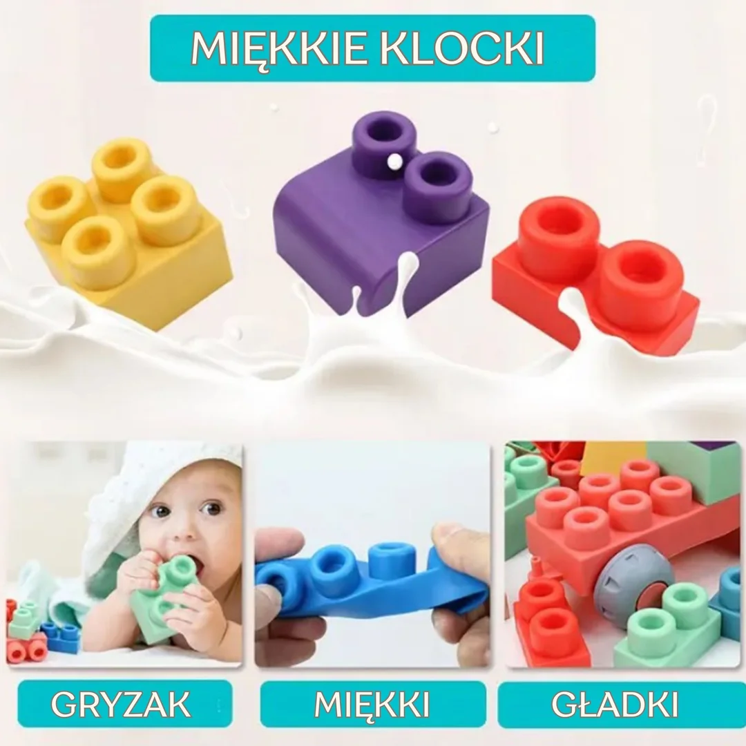 WOOPIE Miękkie Klocki Konstrukcyjne Pastelowe Zwierzątka