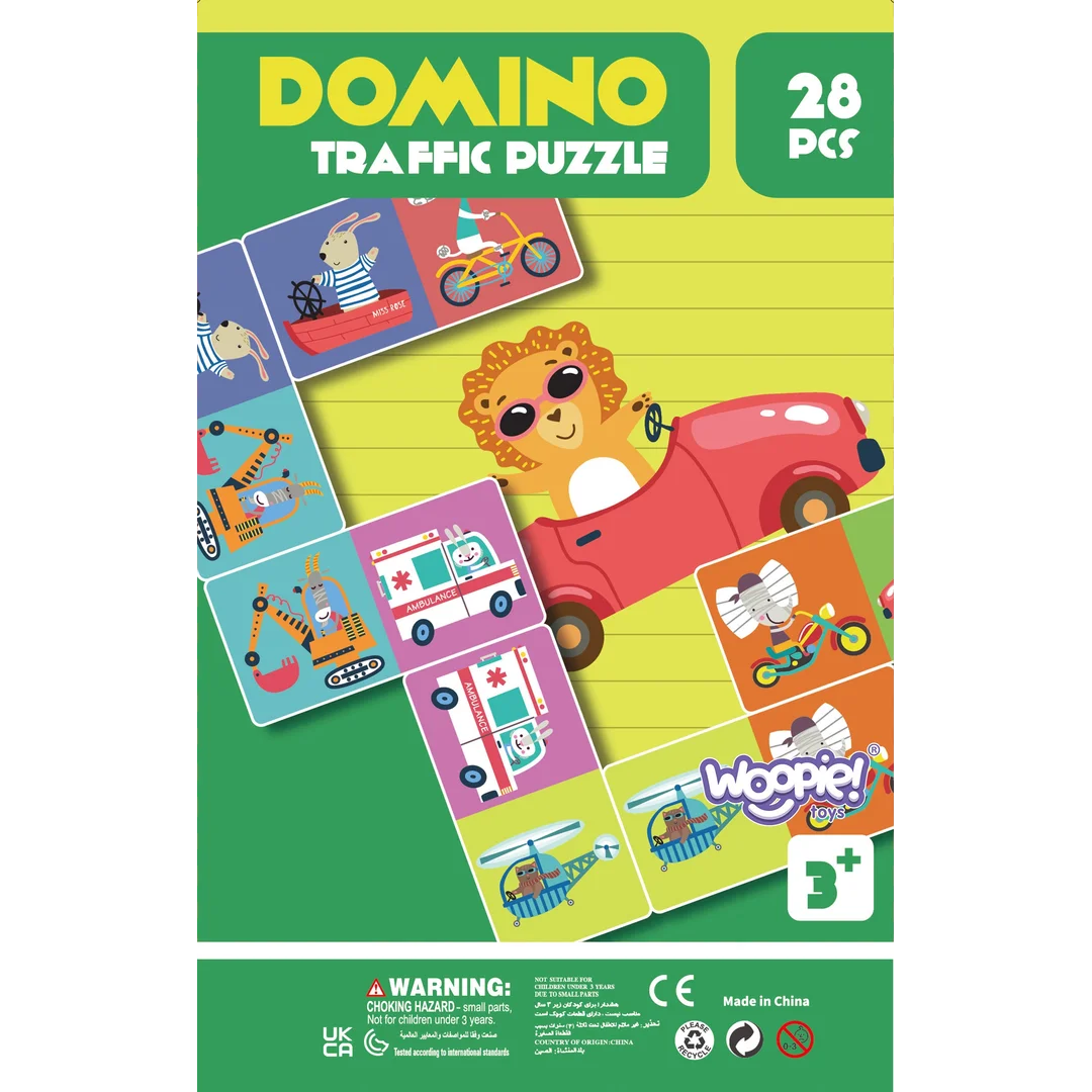 WOOPIE Gra Edukacyjna Transport Zwierzęta Puzzle Domino Montessori