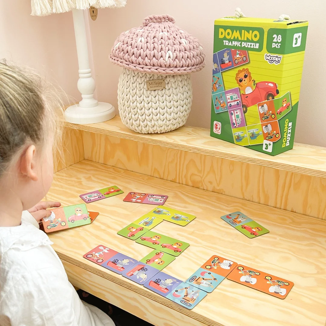 WOOPIE Gra Edukacyjna Transport Zwierzęta Puzzle Domino Montessori