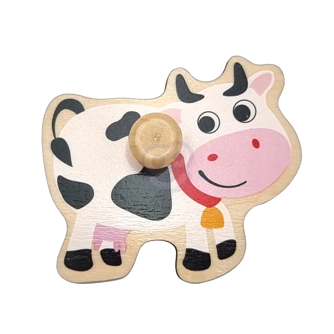 WOOPIE GREEN Drewniane Puzzle Montessori Farma z Pinezkami Do Dopasowania