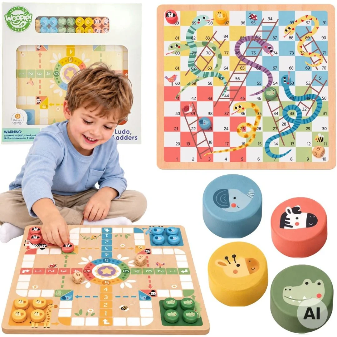 WOOPIE GREEN Gry Planszowe Ludo Chińczyk Węże i Drabiny