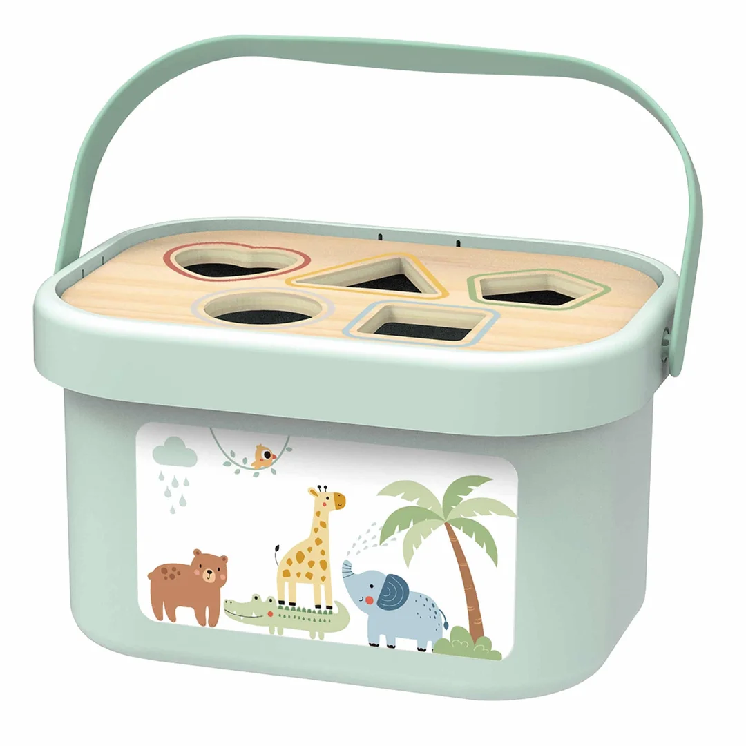 WOOPIE GREEN Pudełko Sorter Klocki Piramidka Słonik FSC