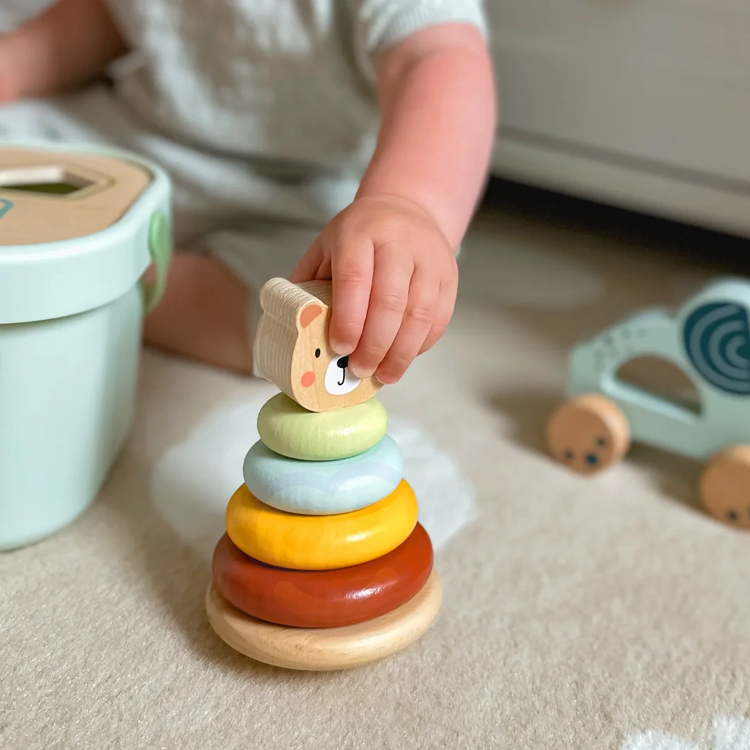 WOOPIE GREEN Pudełko Sorter Klocki Piramidka Słonik FSC