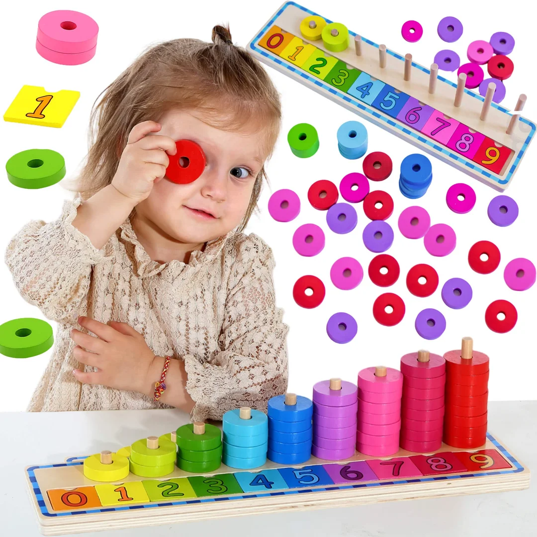 WOOPIE GREEN Układanka Nauka Liczenia i Kolorów Montessori