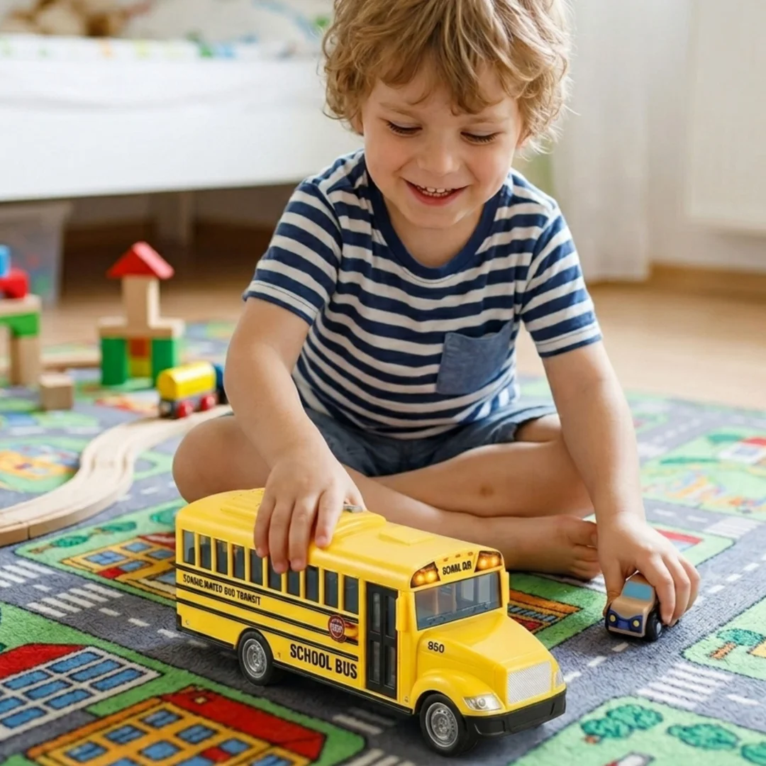 WOOPIE Interaktywny Autobus Szkolny Elektryczny Światło Dźwięk Prezent