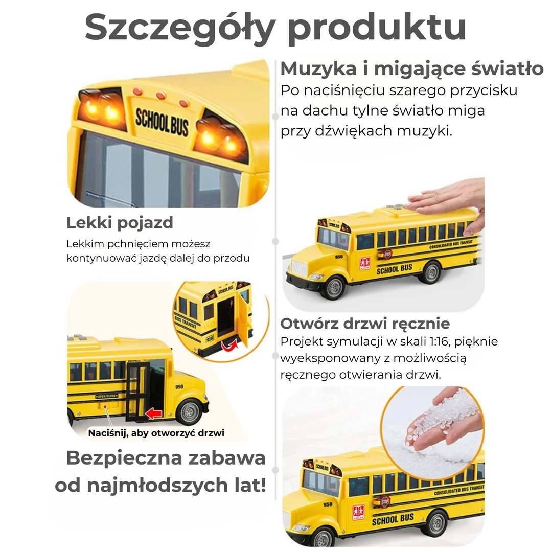 WOOPIE Interaktywny Autobus Szkolny Elektryczny Światło Dźwięk Prezent