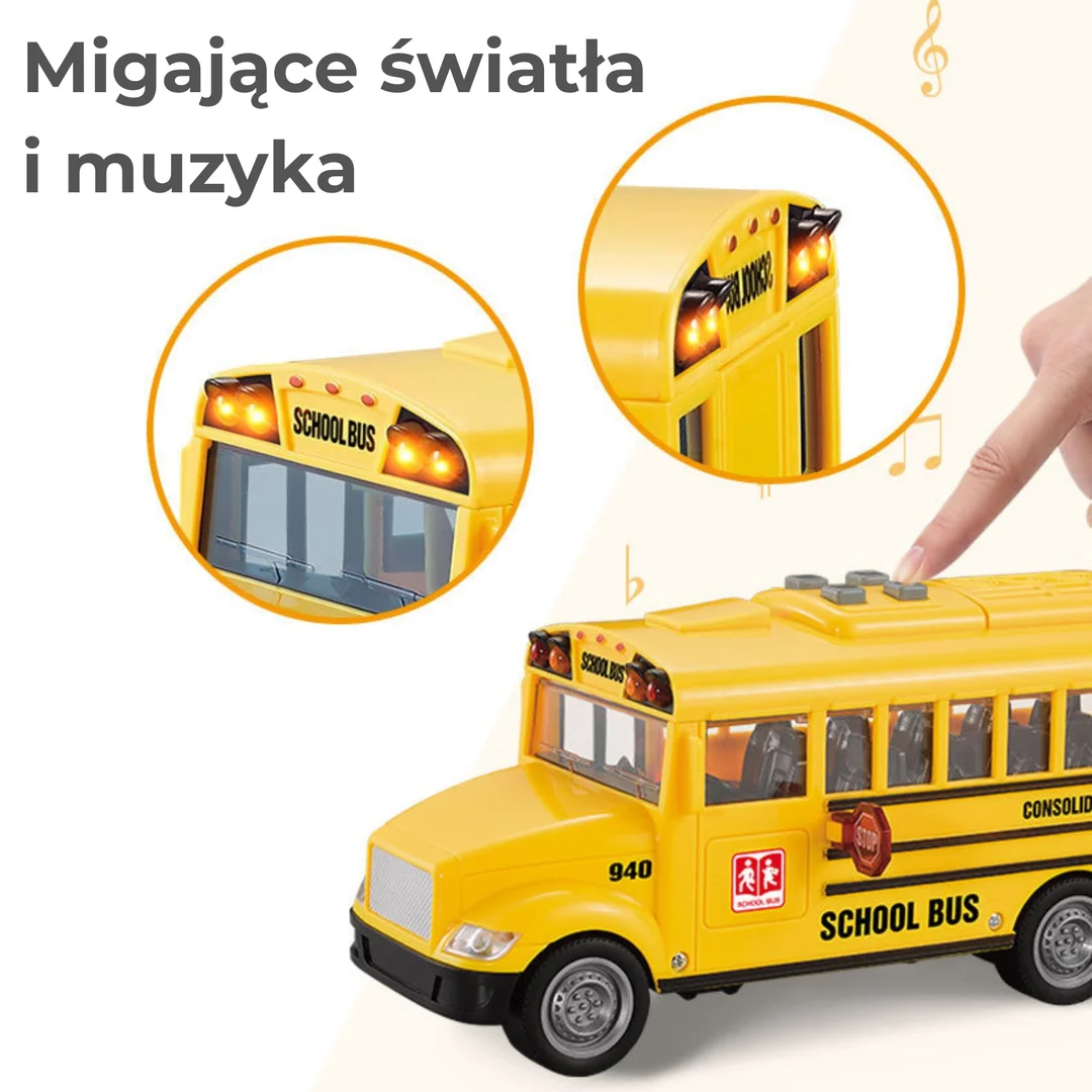 WOOPIE Interaktywny Autobus Szkolny Elektryczny Światło Dźwięk Prezent