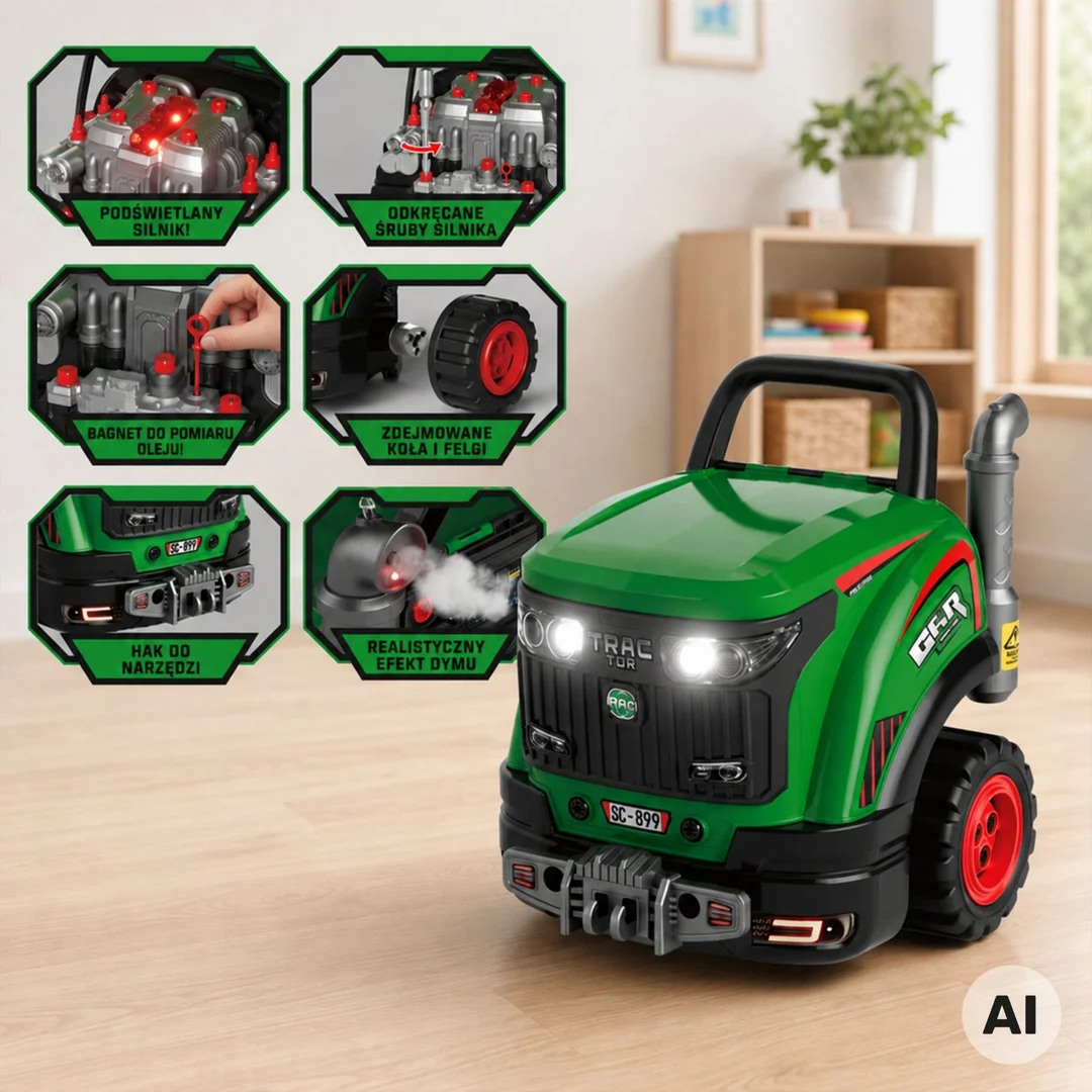 WOOPIE Interaktywny Warsztat Mechaniczny Traktor z Licznymi Akcesoriami